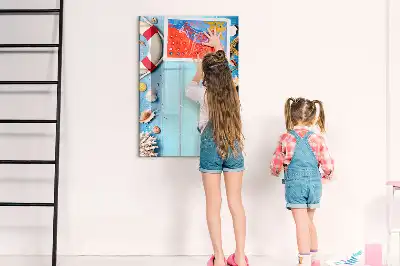 Magnetic dry erase board beach lovers design