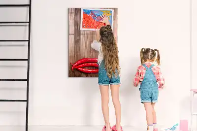 Magnetic dry erase board with a wooden frame