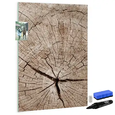Magnetic dry erase board with a tree trunk cross-section design