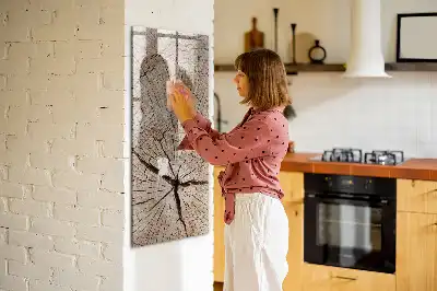 Magnetic dry erase board with a tree trunk cross-section design