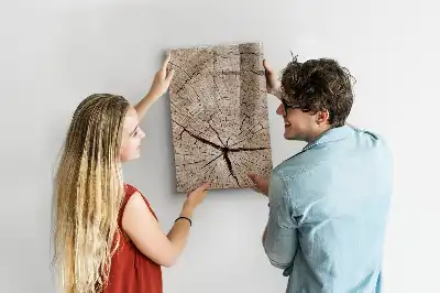 Magnetic dry erase board with a tree trunk cross-section design