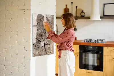 Magnetic dry erase board with a tree trunk cross-section design