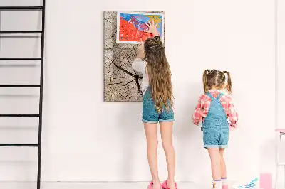 Magnetic dry erase board with a tree trunk cross-section design