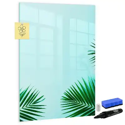 Magnetic writing board with exotic leaves pattern