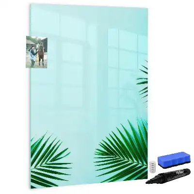 Magnetic writing board with exotic leaves pattern