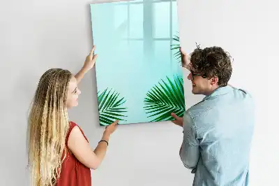 Magnetic writing board with exotic leaves pattern