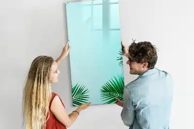 Magnetic writing board with exotic leaves pattern