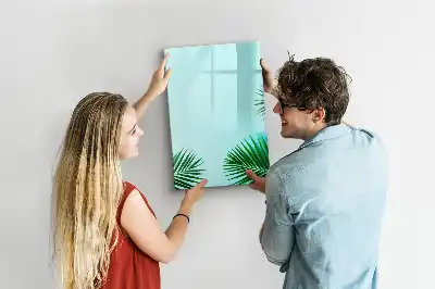 Magnetic writing board with exotic leaves pattern