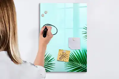 Magnetic writing board with exotic leaves pattern