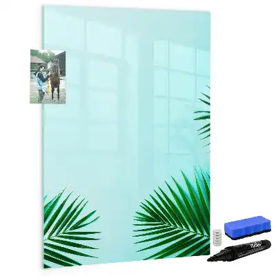 Magnetic writing board with exotic leaves pattern