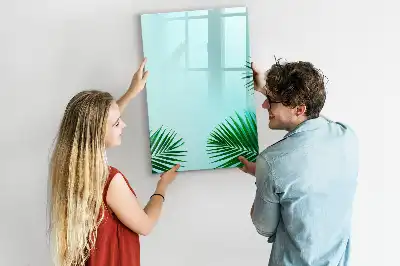 Magnetic writing board with exotic leaves pattern