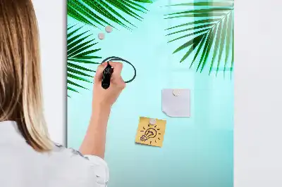Magnetic dry erase board with palm leaves pattern