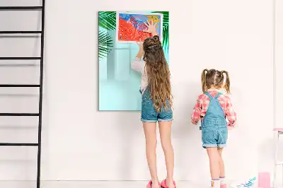 Magnetic dry erase board with palm leaves pattern