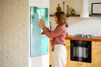 Magnetic dry erase board with palm leaves pattern