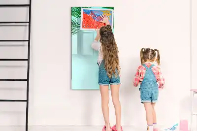 Magnetic dry erase board with palm leaves pattern