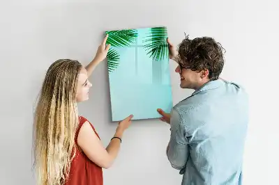 Magnetic dry erase board with palm leaves pattern