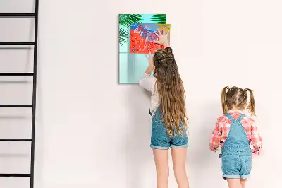 Magnetic dry erase board with palm leaves pattern
