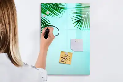 Magnetic dry erase board with palm leaves pattern