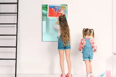 Magnetic dry erase board with palm leaves pattern