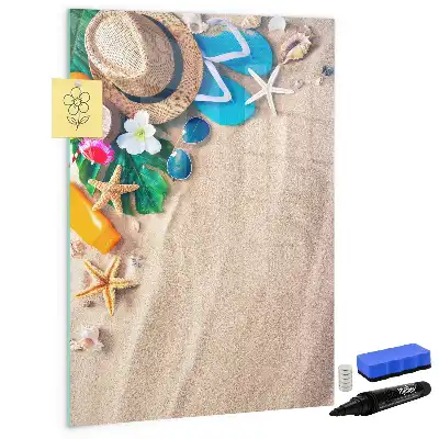 Magnetic dry erase board sandy beach design