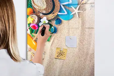 Magnetic dry erase board sandy beach design