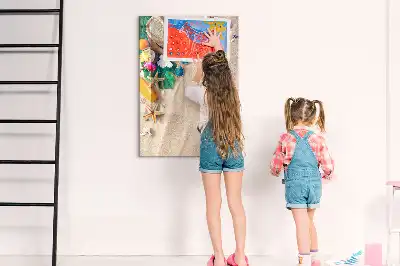 Magnetic dry erase board sandy beach design