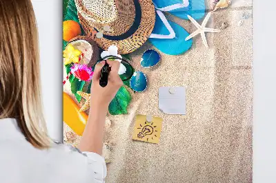 Magnetic dry erase board sandy beach design