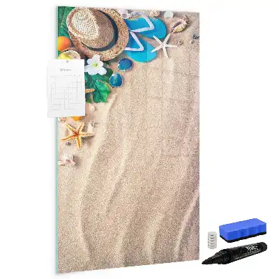 Magnetic dry erase board sandy beach design