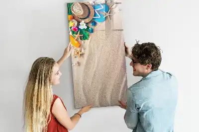 Magnetic dry erase board sandy beach design