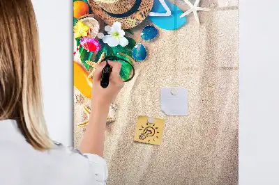 Magnetic dry erase board sandy beach design