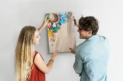 Magnetic dry erase board sandy beach design