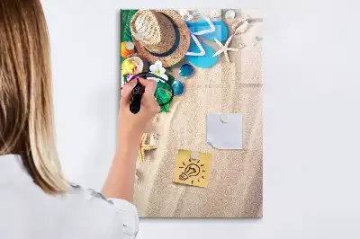 Magnetic dry erase board sandy beach design