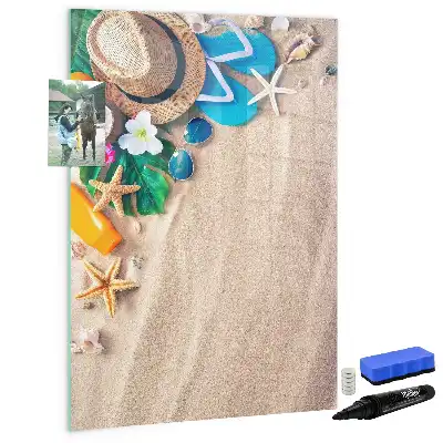 Magnetic dry erase board sandy beach design
