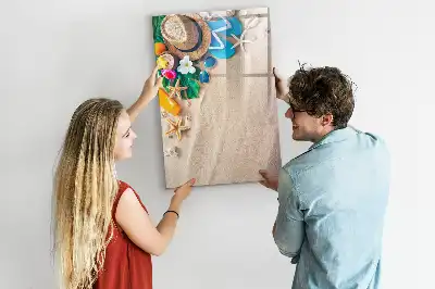 Magnetic dry erase board sandy beach design