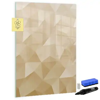 Magnetic dry erase board with triangle abstraction design