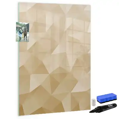 Magnetic dry erase board with triangle abstraction design