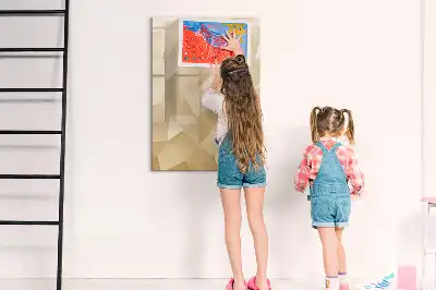 Magnetic dry erase board with triangle abstraction design