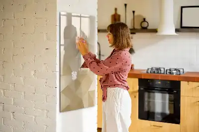 Magnetic dry erase board with triangle abstraction design