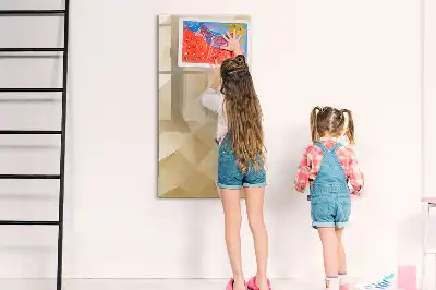 Magnetic dry erase board with triangle abstraction design