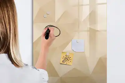 Magnetic dry erase board with triangle abstraction design