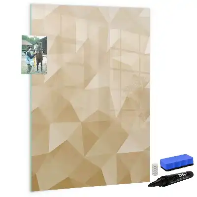 Magnetic dry erase board with triangle abstraction design