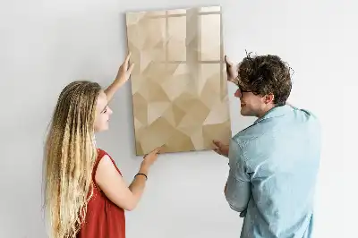 Magnetic dry erase board with triangle abstraction design