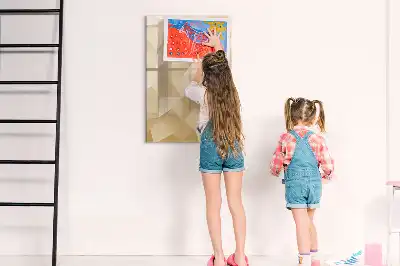 Magnetic dry erase board with triangle abstraction design