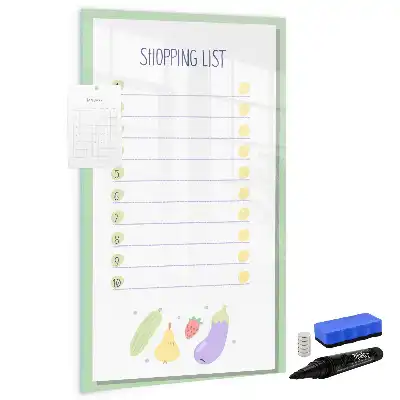 Magnetic writing board for shopping lists