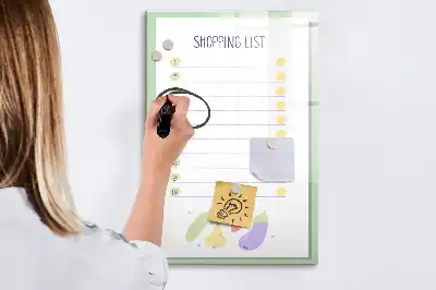 Magnetic writing board for shopping lists