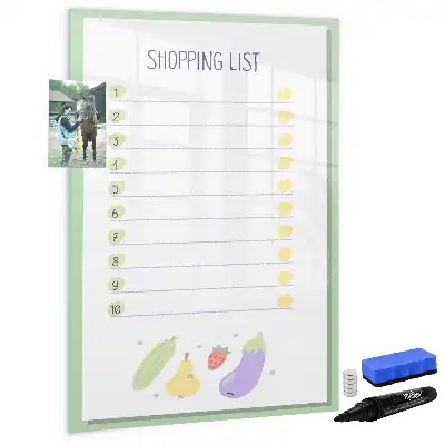 Magnetic writing board for shopping lists