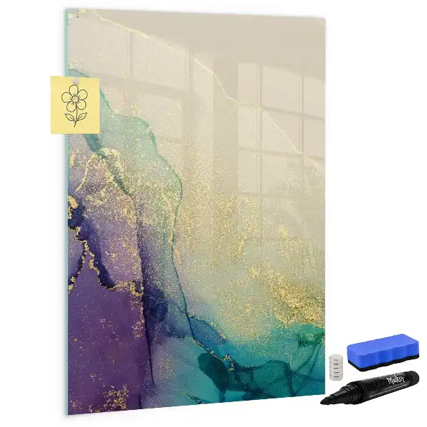 Magnetic dry erase board colorful marble design