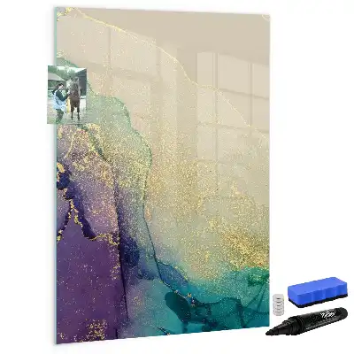 Magnetic dry erase board colorful marble design