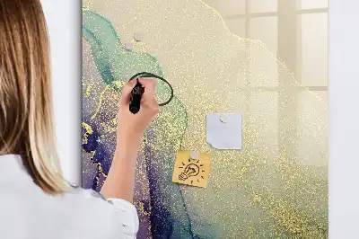 Magnetic dry erase board colorful marble design
