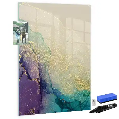Magnetic dry erase board colorful marble design